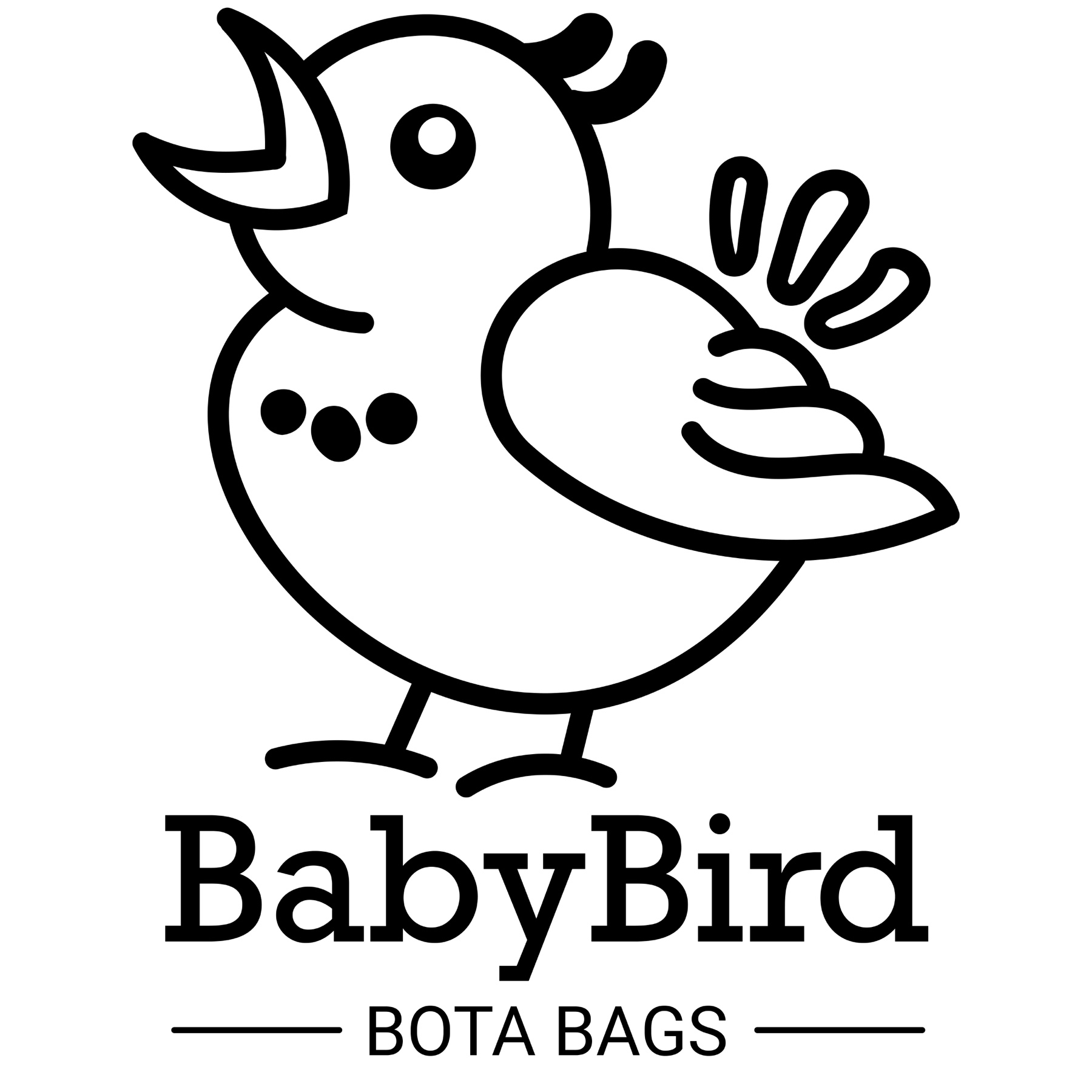BabyBird Bota Bags — a hand-drawn bird logo